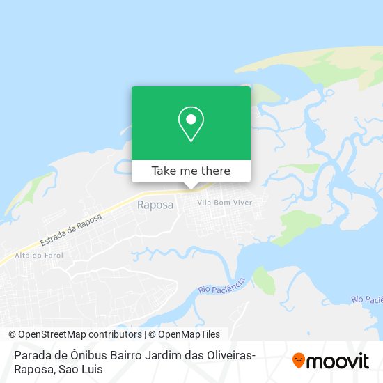 Mapa Parada de Ônibus Bairro Jardim das Oliveiras-Raposa