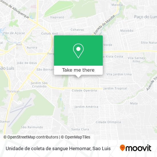 Unidade de coleta de sangue Hemomar map