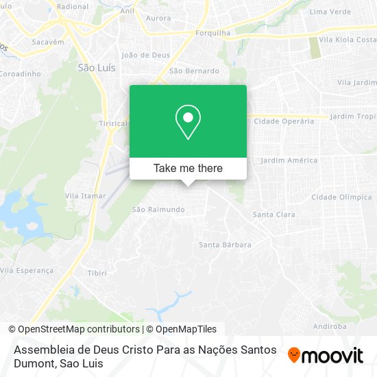 Mapa Assembleia de Deus Cristo Para as Nações Santos Dumont