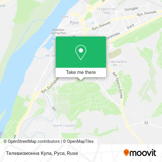 Карта Телевизионна Кула, Русе