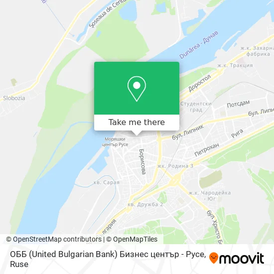 ОББ (United Bulgarian Bank) Бизнес център - Русе map
