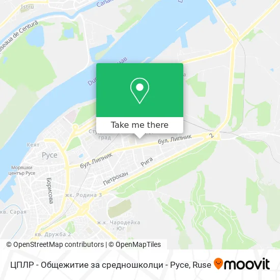 Карта ЦПЛР - Общежитие за средношколци - Русе