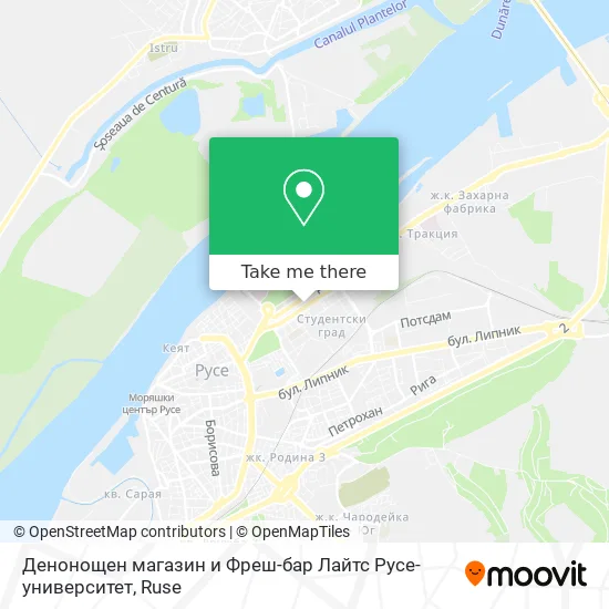 Денонощен магазин и Фреш-бар Лайтс Русе-университет map