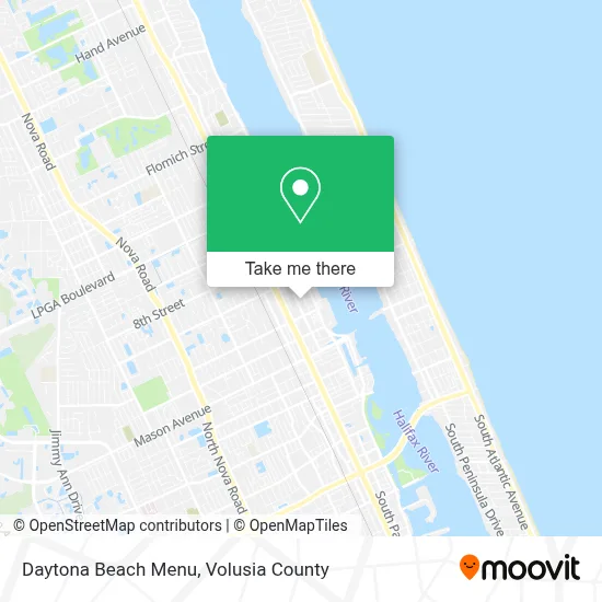 Daytona Beach Menu map