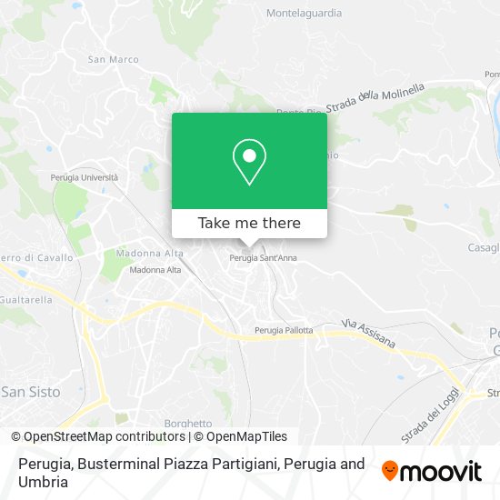 Perugia, Busterminal Piazza Partigiani map