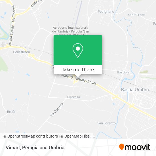 How to get to Vimart in Bastia Umbra by Bus or Train?
