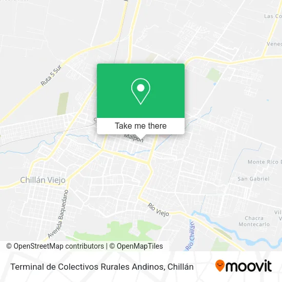 Mapa de Terminal de Colectivos Rurales Andinos