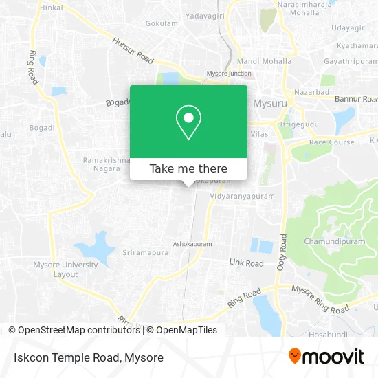 Iskcon Temple Road map