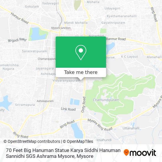 70 Feet Big Hanuman Statue Karya Siddhi Hanuman Sannidhi SGS Ashrama Mysore map