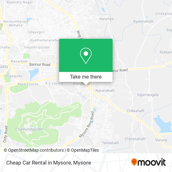 Cheap Car Rental in Mysore map