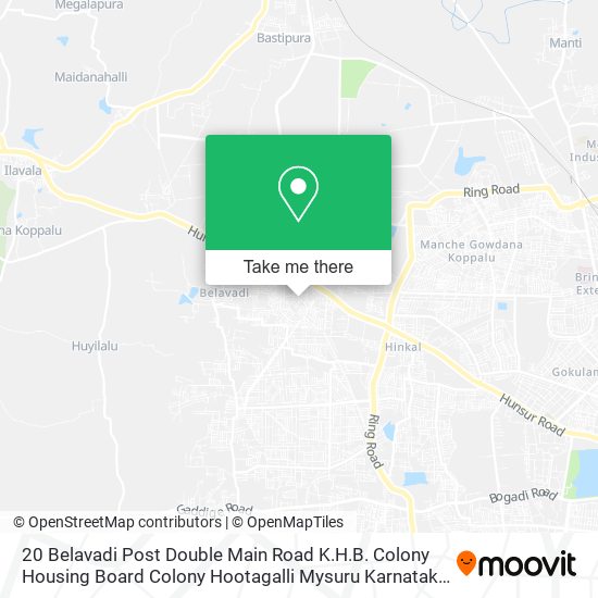 20 Belavadi Post Double Main Road K.H.B. Colony Housing Board Colony Hootagalli Mysuru Karnataka map