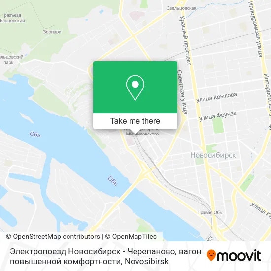 Электропоезд Новосибирск - Черепаново, вагон повышенной комфортности map