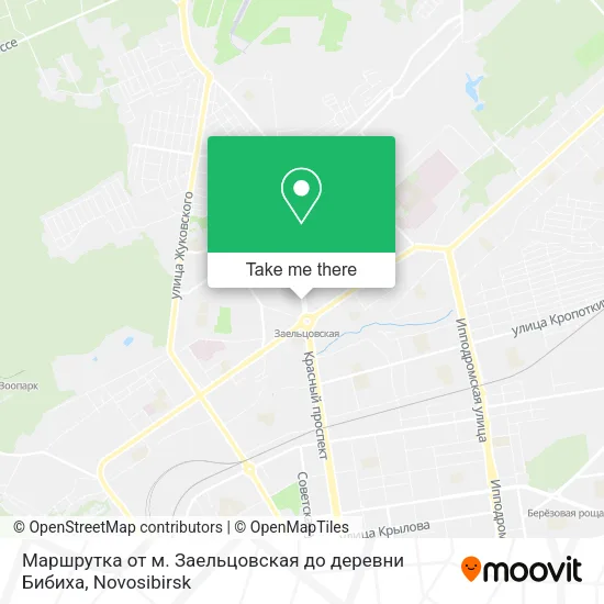 Маршрутка от м. Заельцовская до деревни Бибиха map