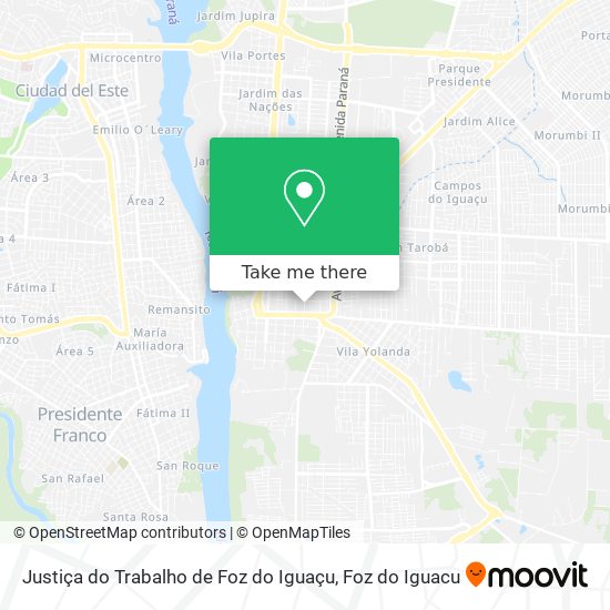 Mapa Justiça do Trabalho de Foz do Iguaçu