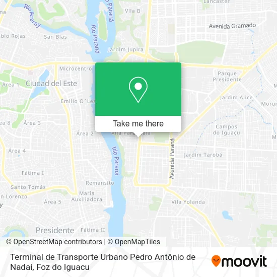 Mapa Terminal de Transporte Urbano Pedro Antônio de Nadai