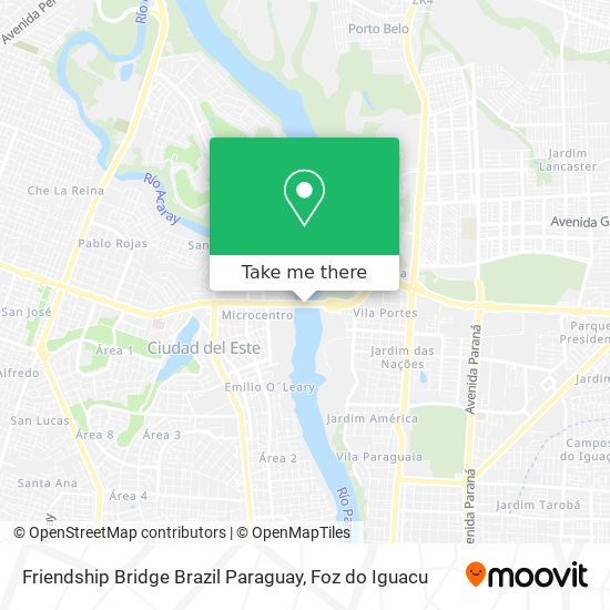 Friendship Bridge Brazil Paraguay map