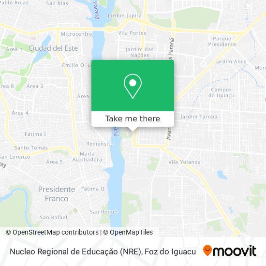 Nucleo Regional de Educação (NRE) map