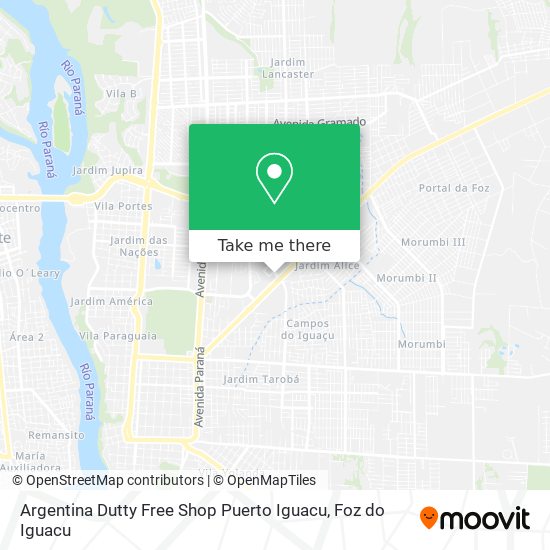 Argentina Dutty Free Shop Puerto Iguacu map