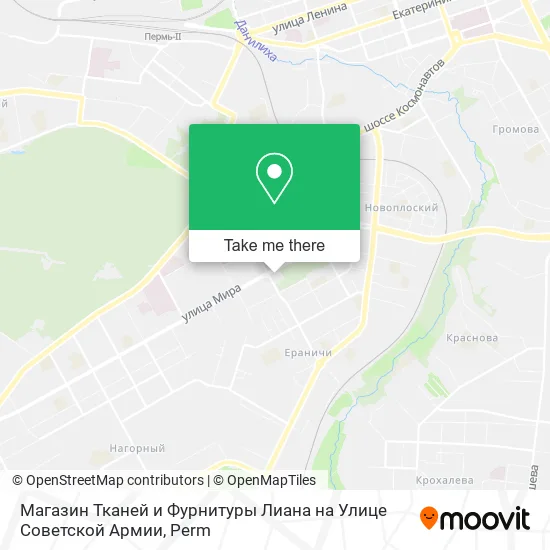 Магазин Тканей и Фурнитуры Лиана на Улице Советской Армии map