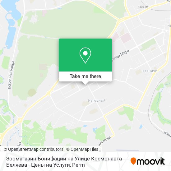 Зоомагазин Бонифаций на Улице Космонавта Беляева - Цены на Услуги map
