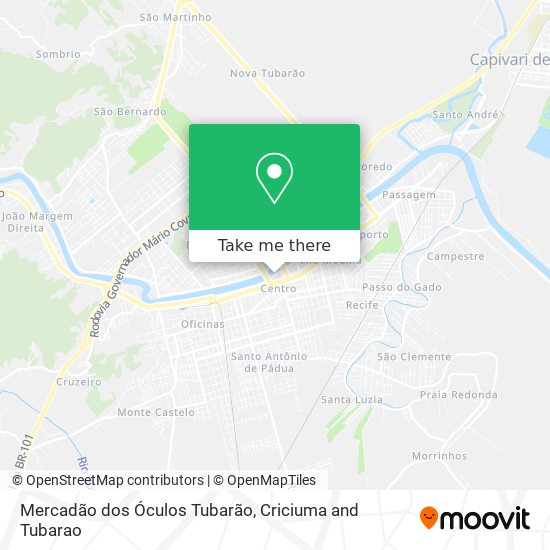 Mercadão dos Óculos Tubarão map