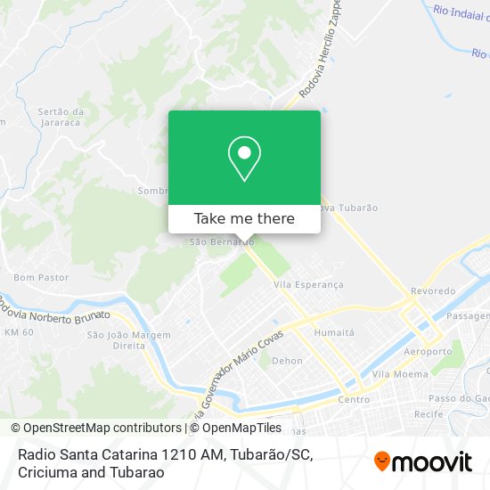 Radio Santa Catarina 1210 AM, Tubarão / SC map