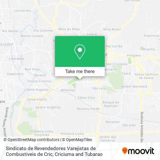 Mapa Sindicato de Revendedores Varejistas de Combustiveis de Cric