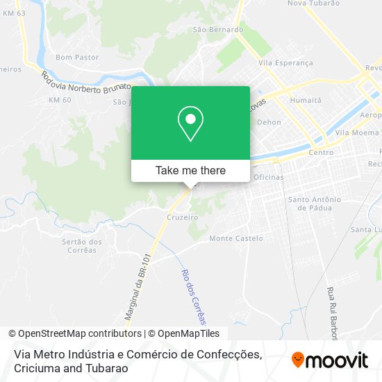 Mapa Via Metro Indústria e Comércio de Confecções