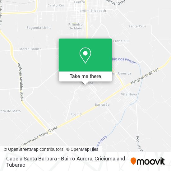 Mapa Capela Santa Bárbara - Bairro Aurora