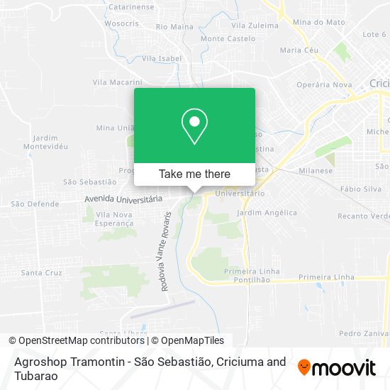 Mapa Agroshop Tramontin - São Sebastião