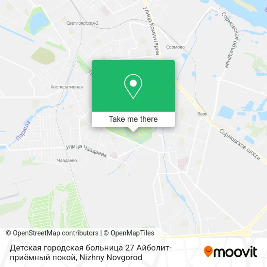 Детская городская больница 27 Айболит-приёмный покой map