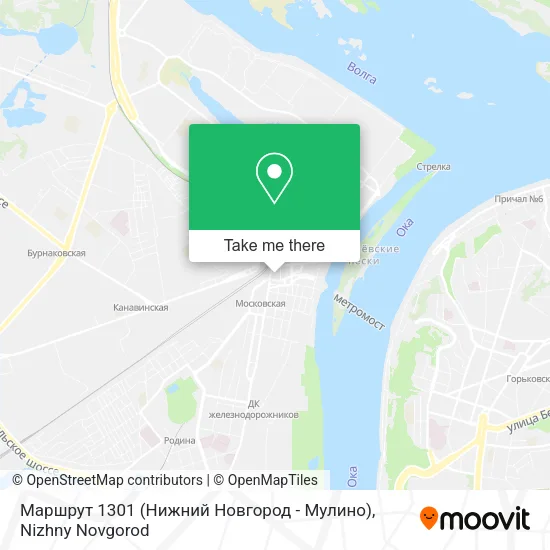 Маршрут 1301 (Нижний Новгород - Мулино) map