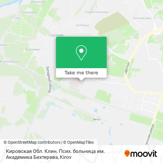 Кировская Обл. Клин. Псих. больница им. Академика Бехтерева map
