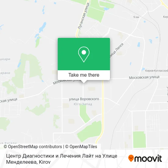 Центр Диагностики и Лечения Лайт на Улице Менделеева map