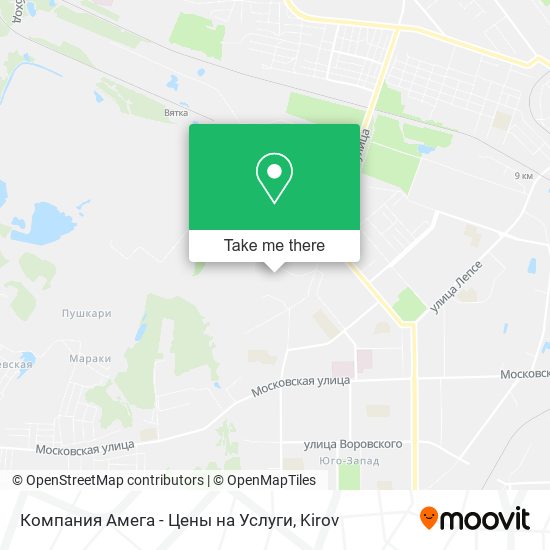 Компания Амега - Цены на Услуги map