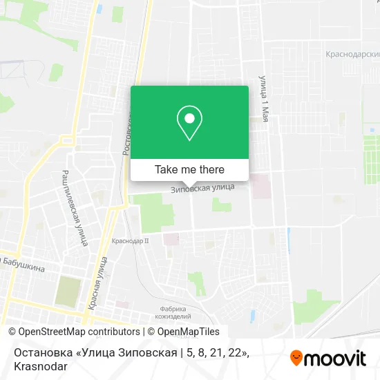 Остановка «Улица Зиповская | 5, 8, 21, 22» map