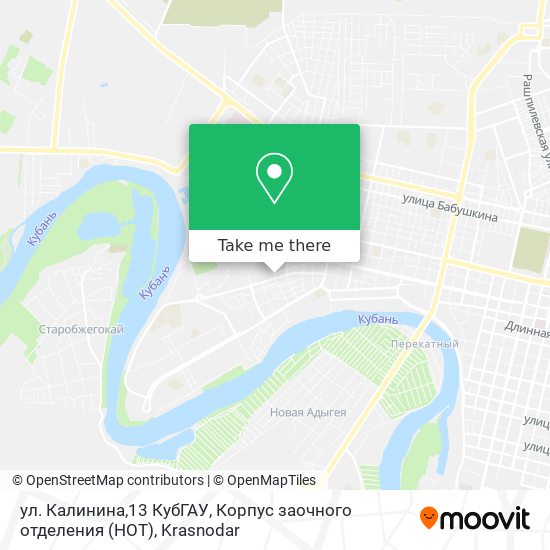 ул. Калинина,13 КубГАУ, Корпус заочного отделения (НОТ) map
