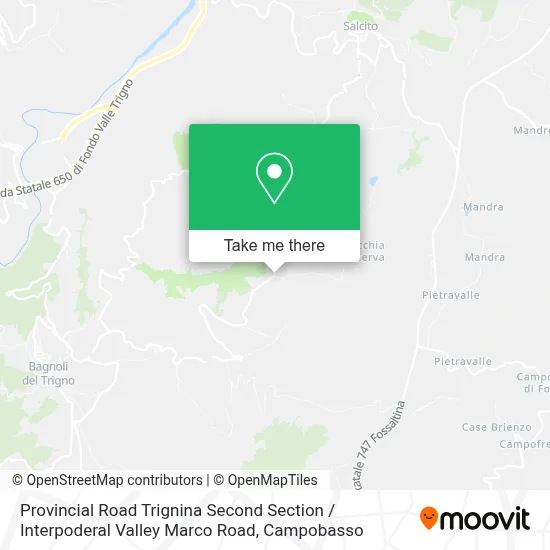 Provincial Road Trignina Second Section / Interpoderal Valley Marco Road map