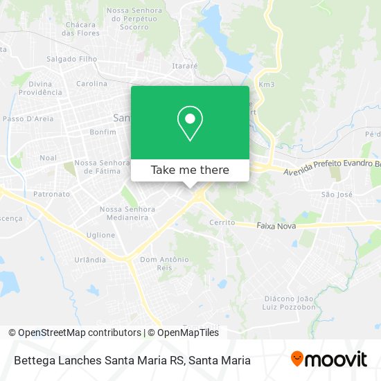 Mapa Bettega Lanches Santa Maria RS