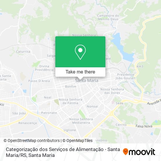 Mapa Categorização dos Serviços de Alimentação - Santa Maria / RS