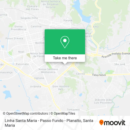 Linha Santa Maria - Passo Fundo - Planalto map