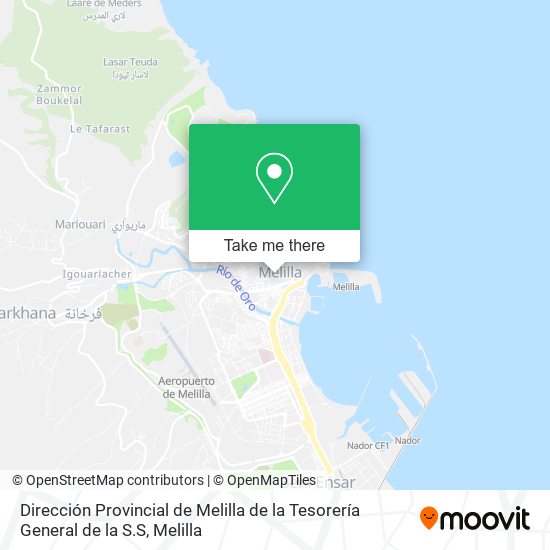 mapa Dirección Provincial de Melilla de la Tesorería General de la S.S