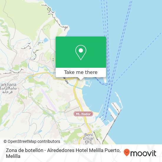 Zona de botellón - Alrededores Hotel Melilla Puerto map