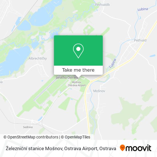 Železniční stanice Mošnov, Ostrava Airport map