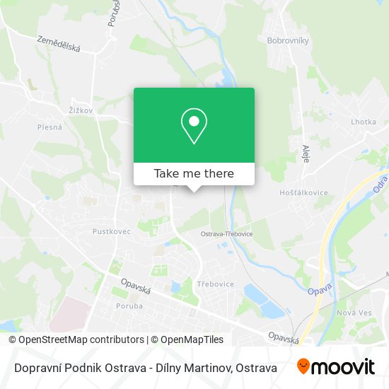 Dopravní Podnik Ostrava - Dílny Martinov map