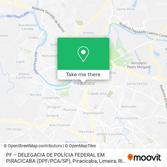 Mapa PF – DELEGACIA DE POLÍCIA FEDERAL EM PIRACICABA (DPF / PCA / SP)