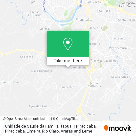 Mapa Unidade de Saude da Familia Itapua II Piracicaba