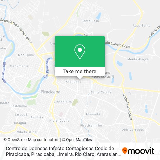 Mapa Centro de Doencas Infecto Contagiosas Cedic de Piracicaba