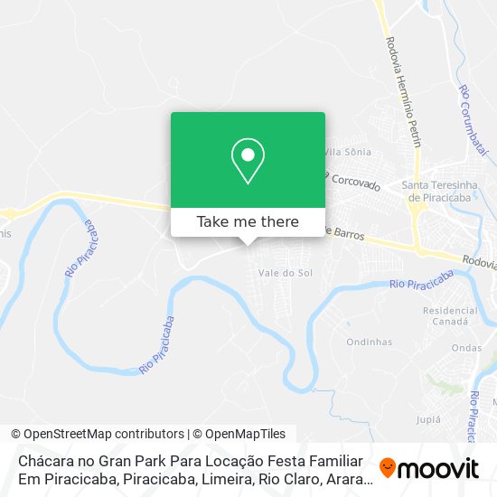 Chácara no Gran Park Para Locação Festa Familiar Em Piracicaba map