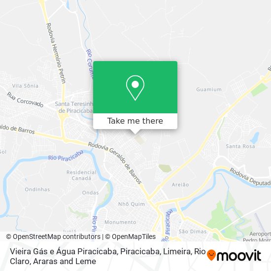 Vieira Gás e Água Piracicaba map